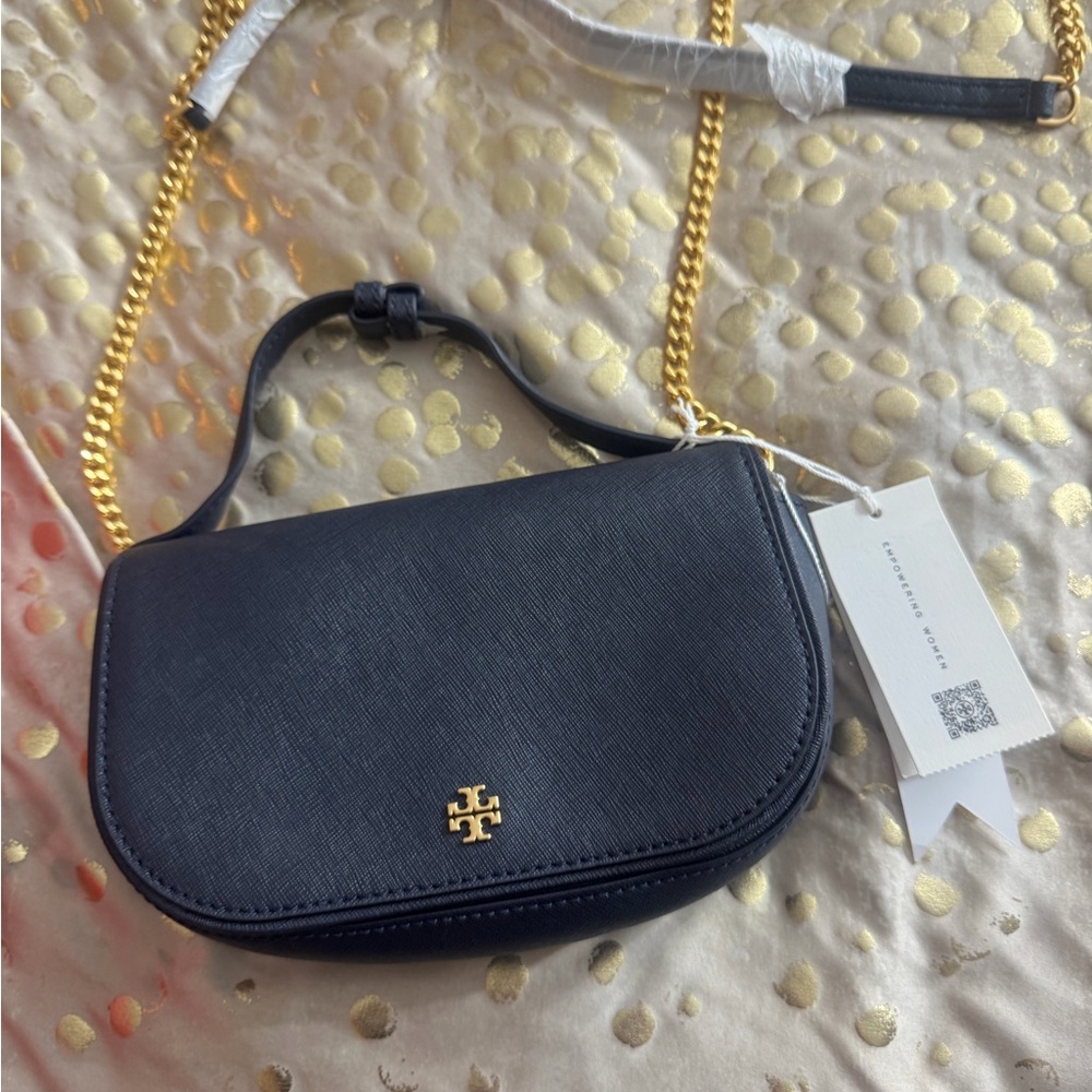 Tory Burch Navy Crossbody Bag with Gold Accents